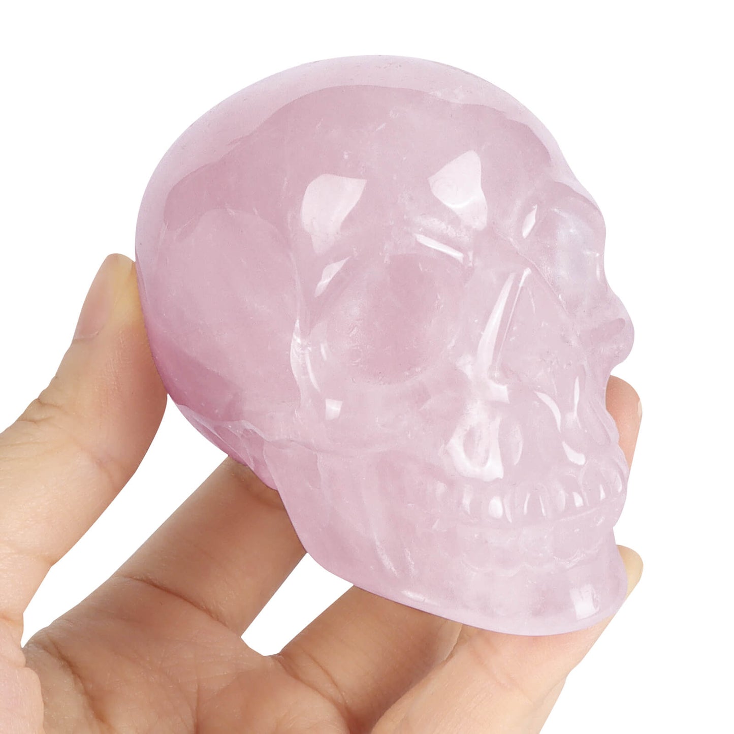 3" Rose Quartz Skull Statue - Smqartcrystal