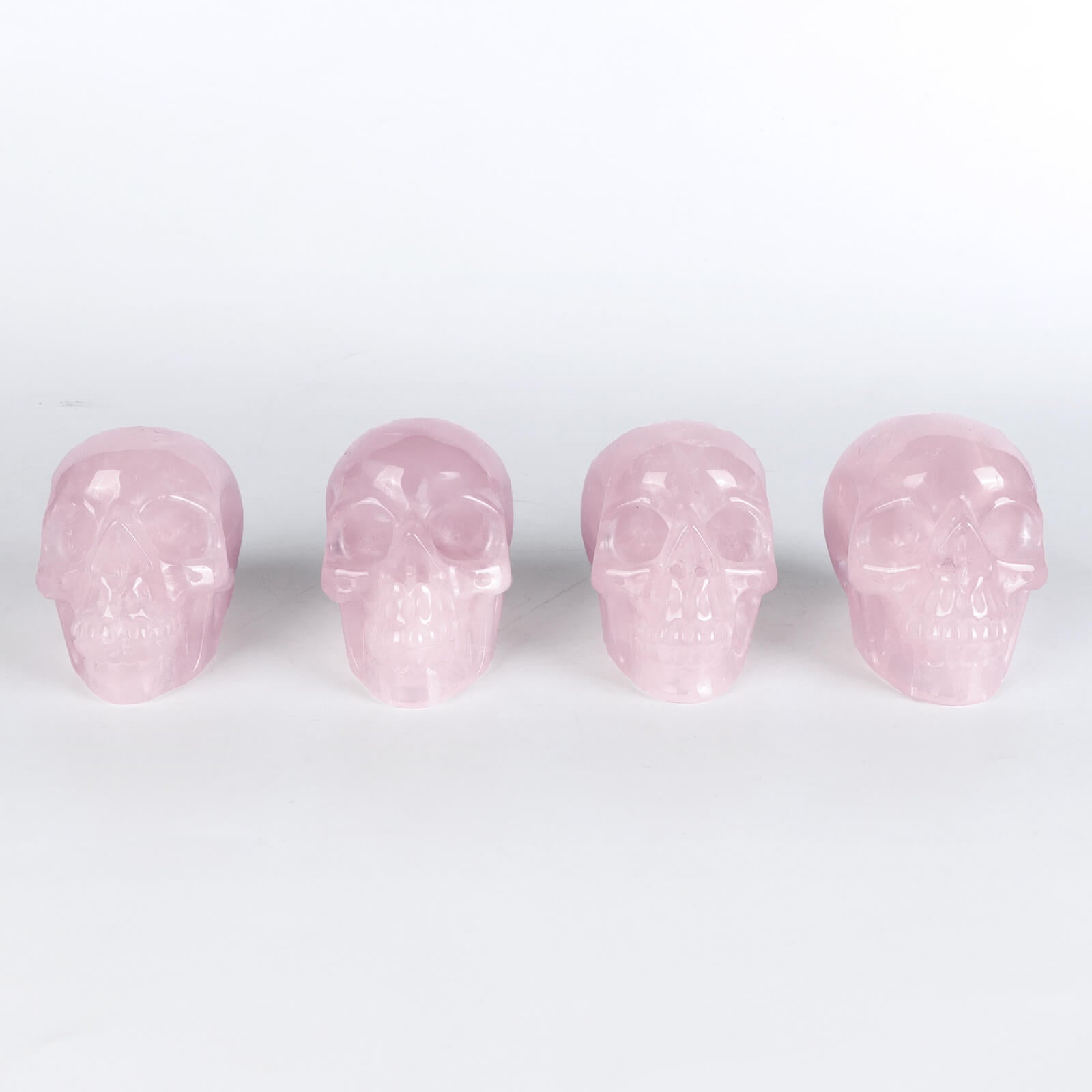 3" Rose Quartz Skull Statue - Smqartcrystal