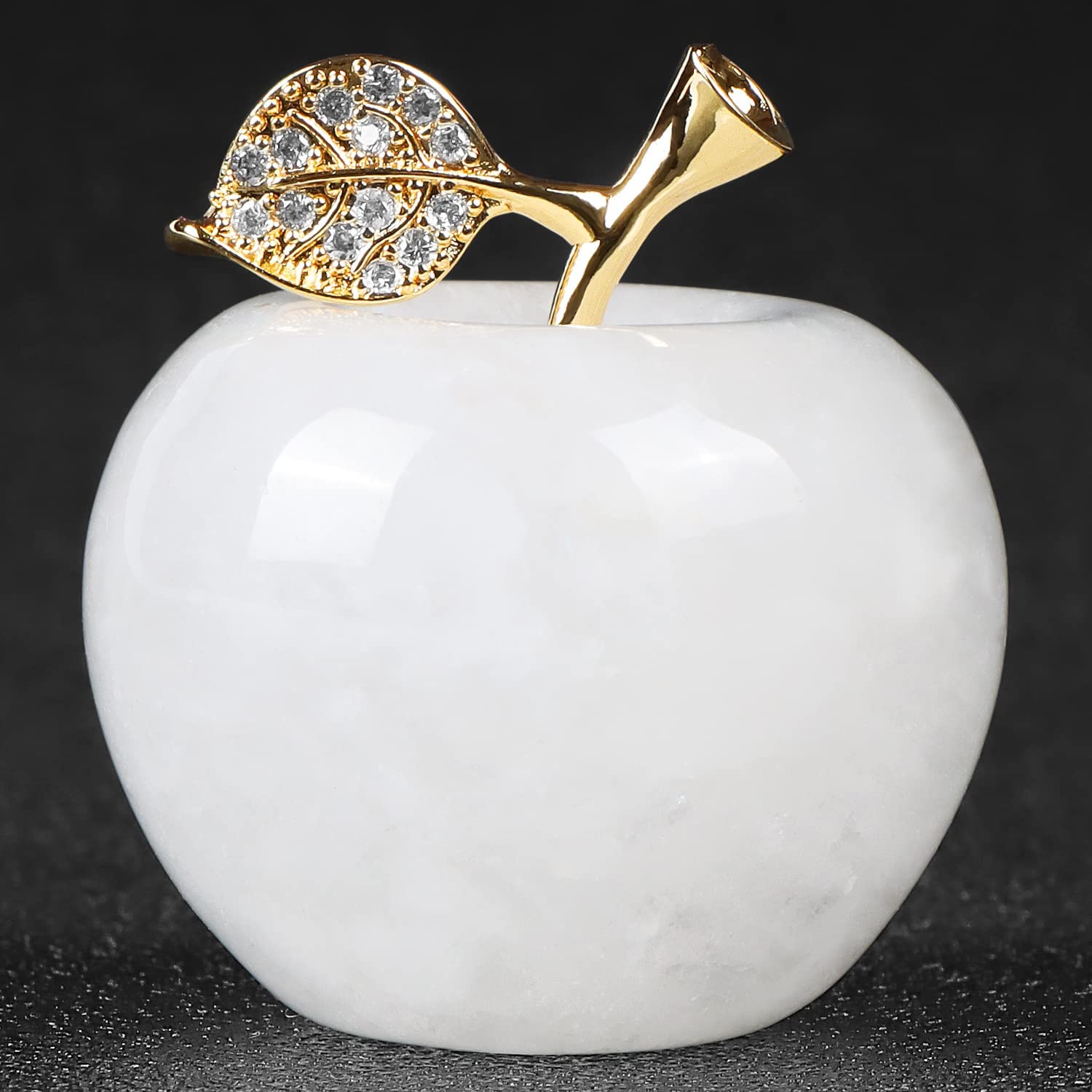 Artistone 1.5" Gold Leaf Clear Quartz Crystal Apple, Crystal Stone Collection SmqartCrystal