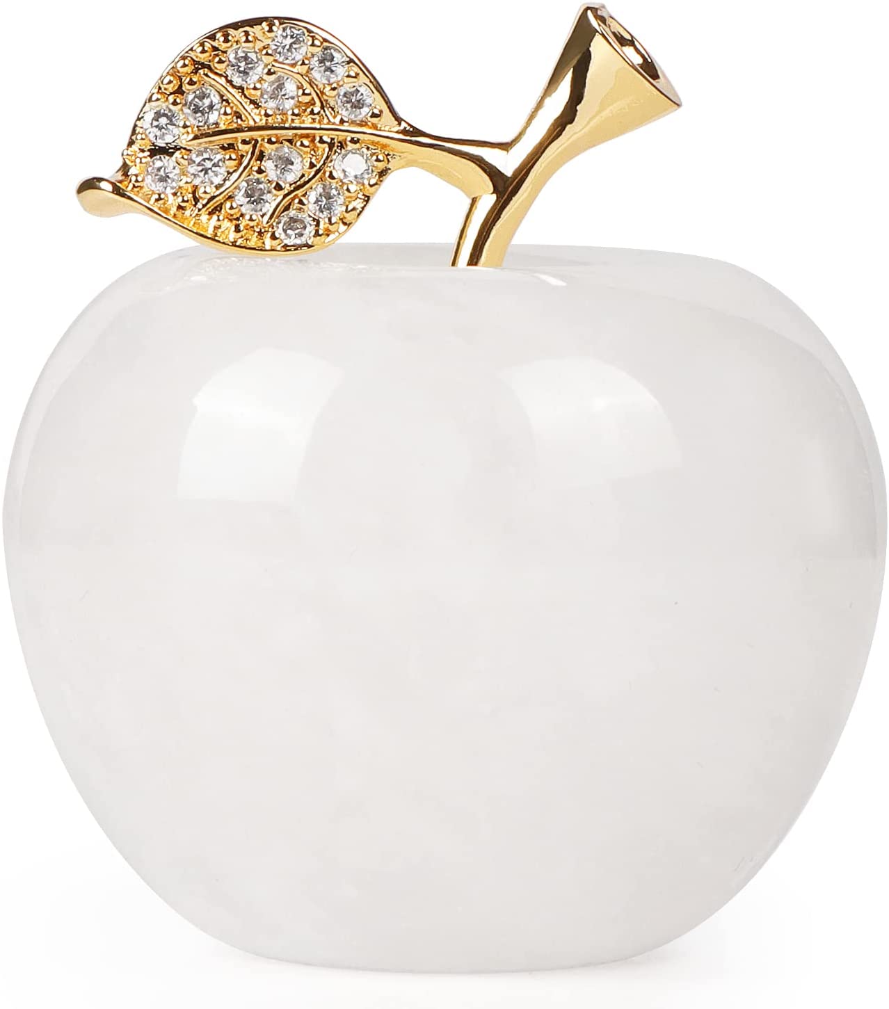 Artistone 1.5" Gold Leaf Clear Quartz Crystal Apple, Crystal Stone Collection SmqartCrystal