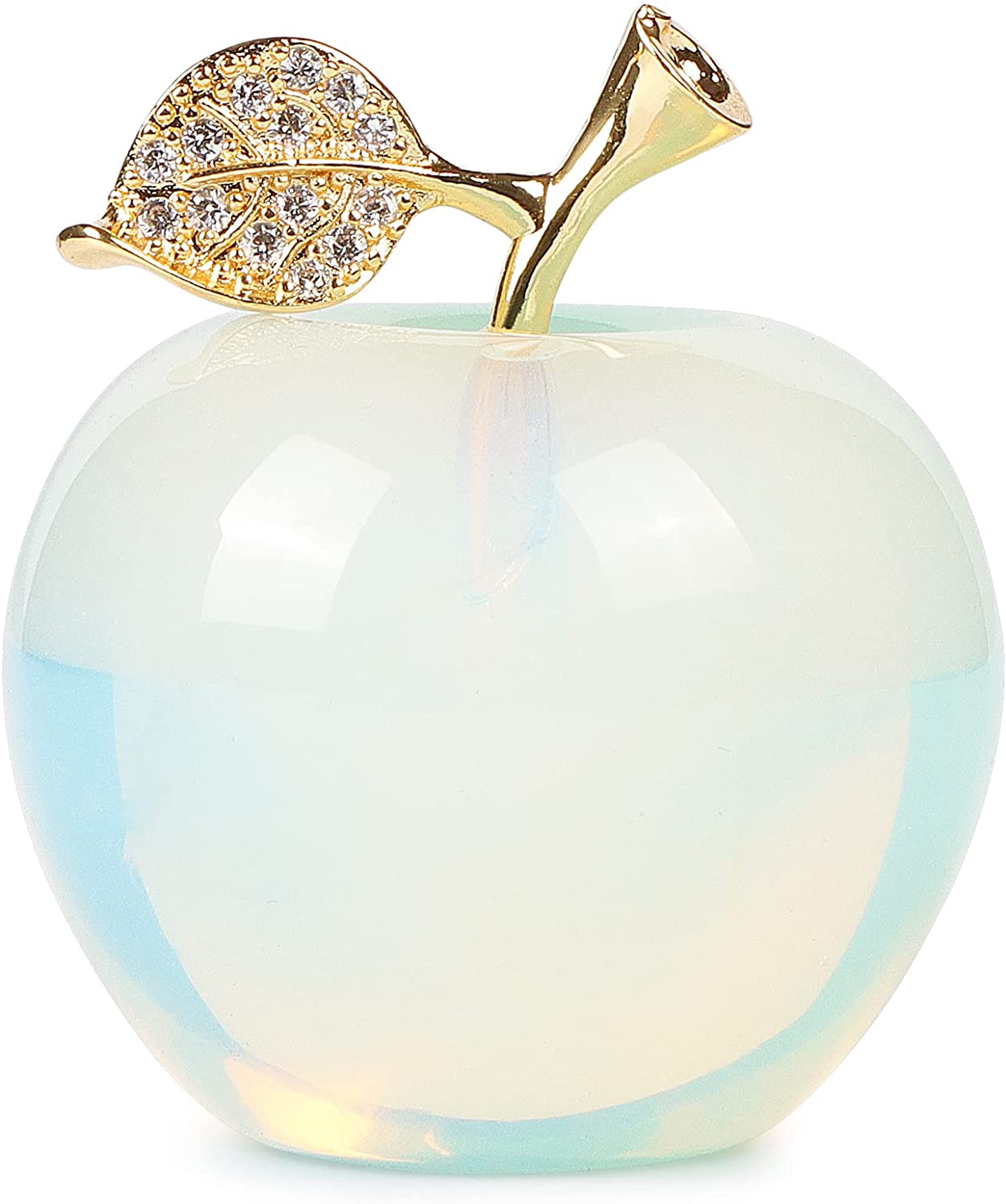 Artistone 1.5" Gold Leaf Opalite stone Crystal Apple, Crystal Stone Collection SmqartCrystal