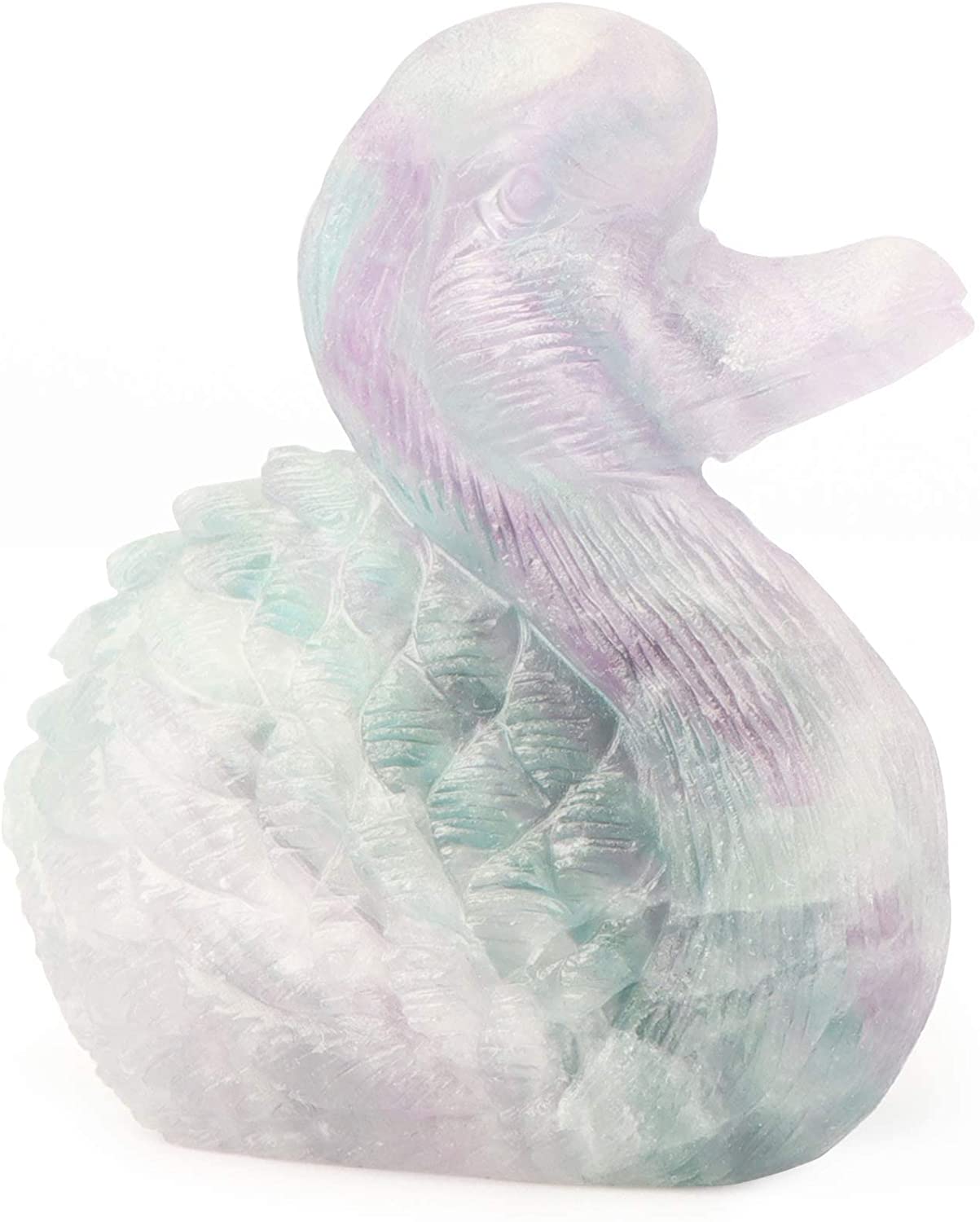 Artistone Crystal Swan Statue 2.3 Inch Natural Hand Carved Rainbow Fluorite Animal Statue Collection SmqartCrystal