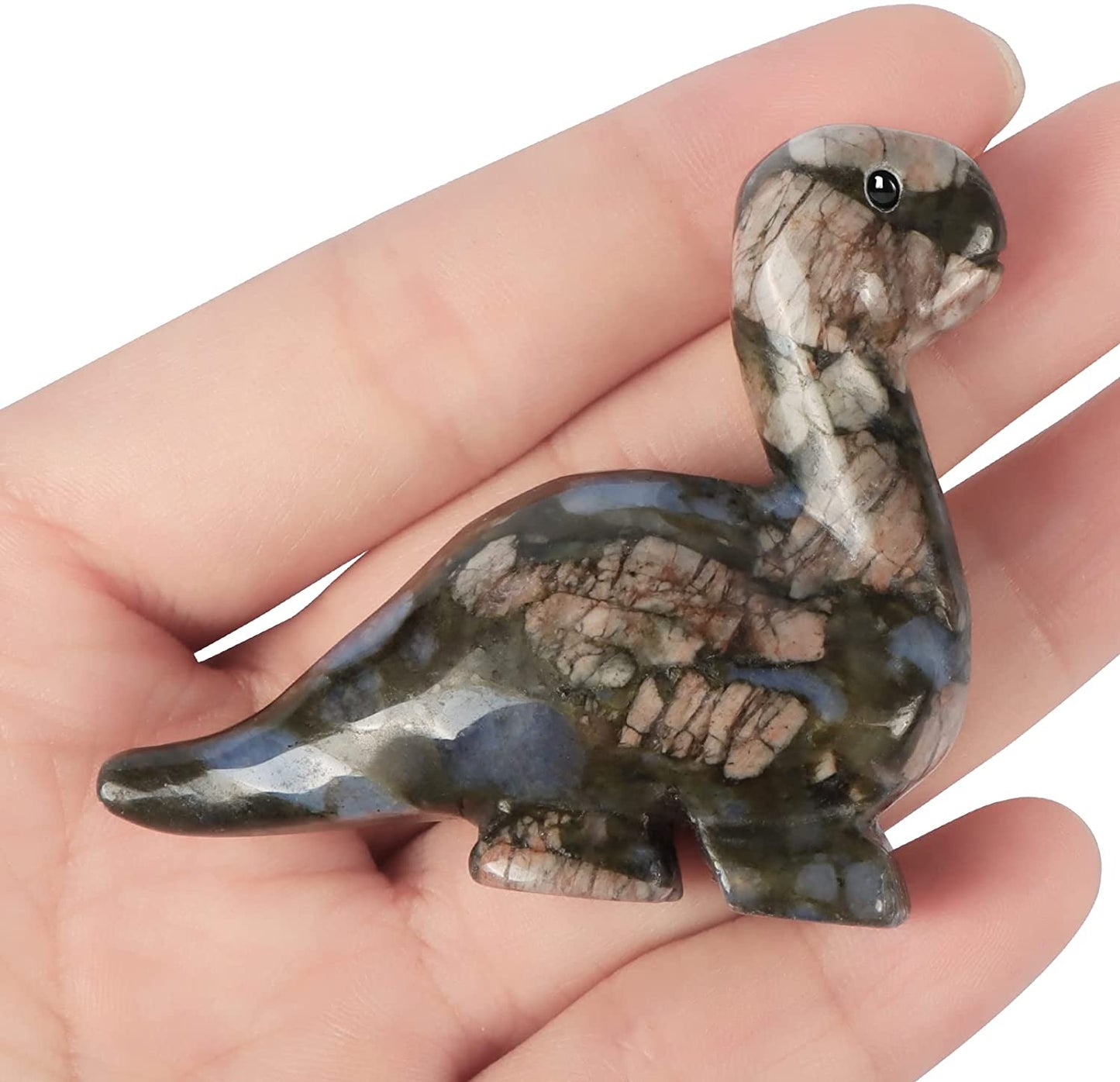 Artistone Hand Carved Glaucophane stone 2" Crystal Dinosaur Statue Animal Collection. SmqartCrystal