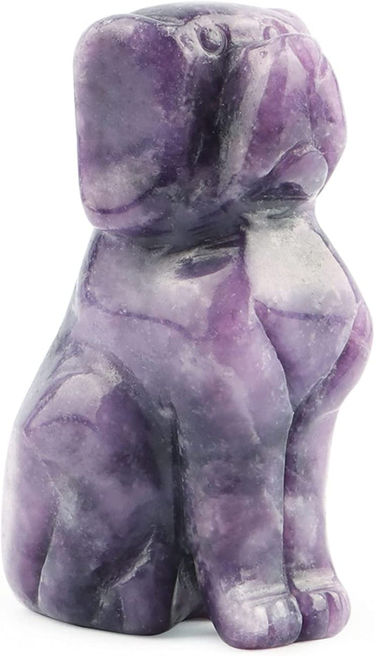 Hand Carved Crystal Dog Statue Gemstone Lucky Dog Stone SmqartCrystal